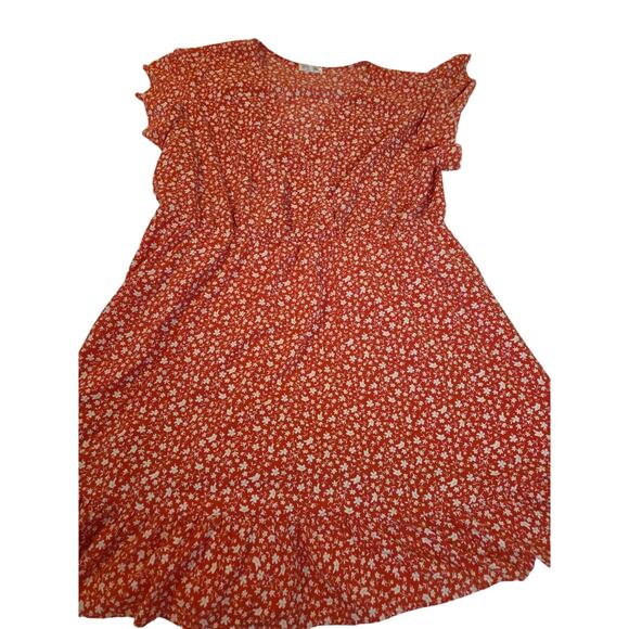 In'Voland Plus Size 22W Red Floral Midi Dress Ruffle Hem Boho Plus Size - Picture 1 of 7